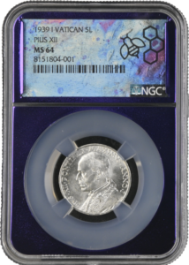 Vatican 5 Lire (1939) Special Core coin